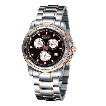 Super Time Fine Jewelry-Watches Black Face Luxury Men's Chronograph Watch-Stainless Steel, 10ATM Waterproof
